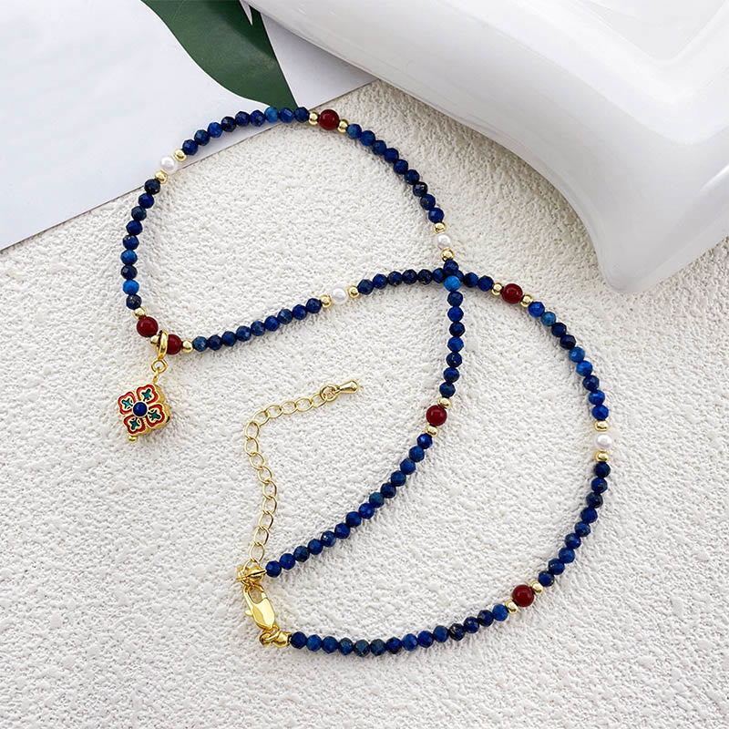 Collana con ciondolo positivo in perle di lapislazzuli e Buddha Stones - Image 4
