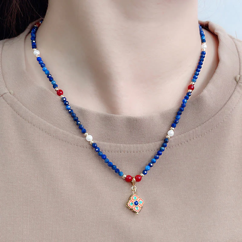 Collana con ciondolo positivo in perle di lapislazzuli e Buddha Stones - Image 5