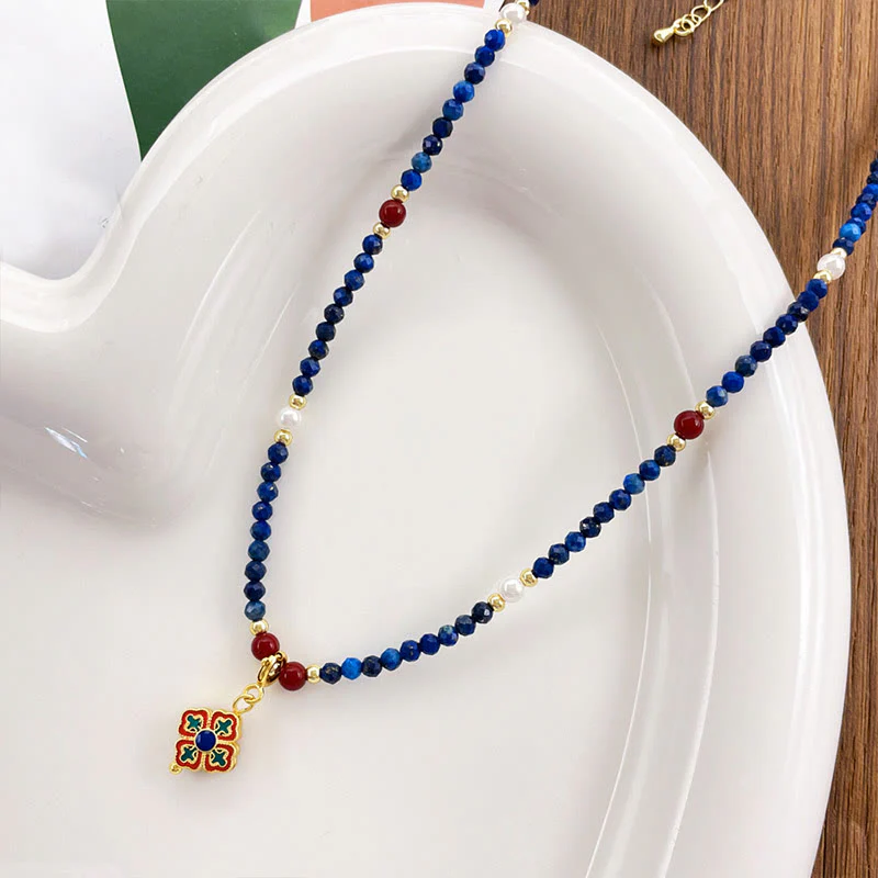Collana con ciondolo positivo in perle di lapislazzuli e Buddha Stones - Image 7
