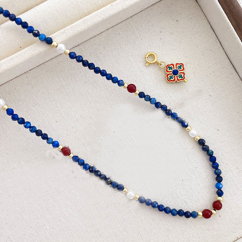 Collana con ciondolo positivo in perle di lapislazzuli e Buddha Stones - Image 9