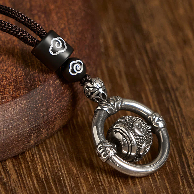 Collana con ciondolo rotante in argento placcato in rame Buddha Stones Om Mani Padme Hum - Image 10