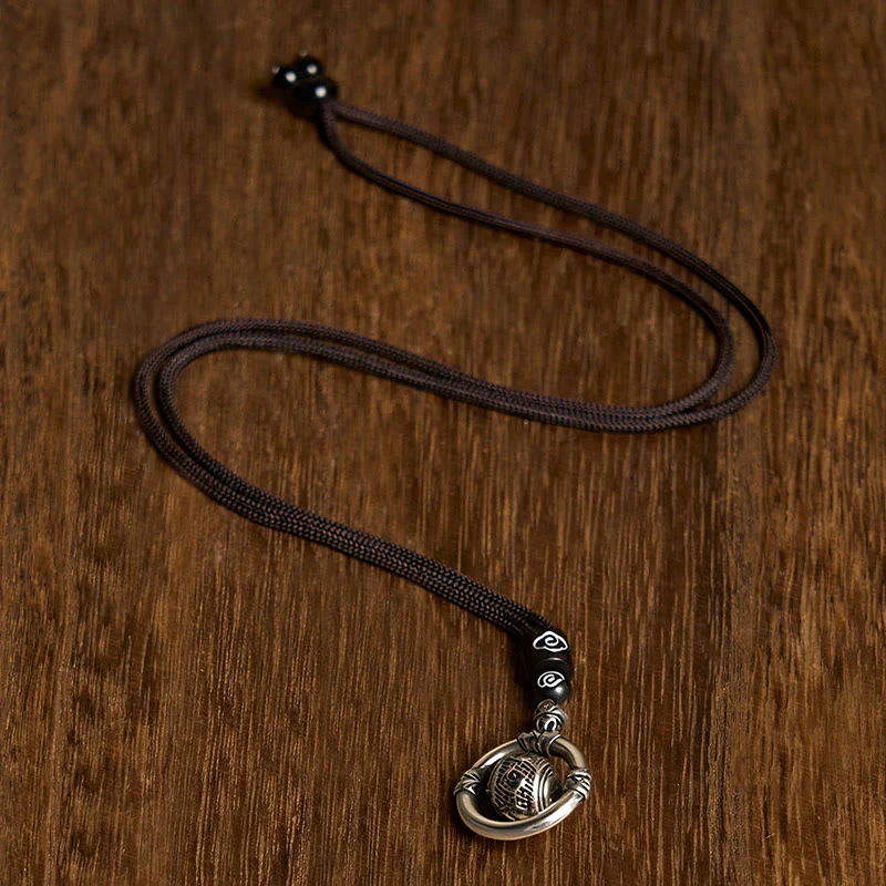 Collana con ciondolo rotante in argento placcato in rame Buddha Stones Om Mani Padme Hum - Image 2