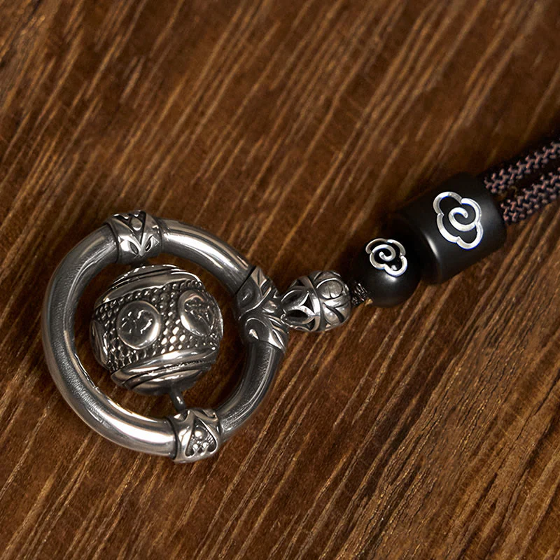 Collana con ciondolo rotante in argento placcato in rame Buddha Stones Om Mani Padme Hum - Image 3