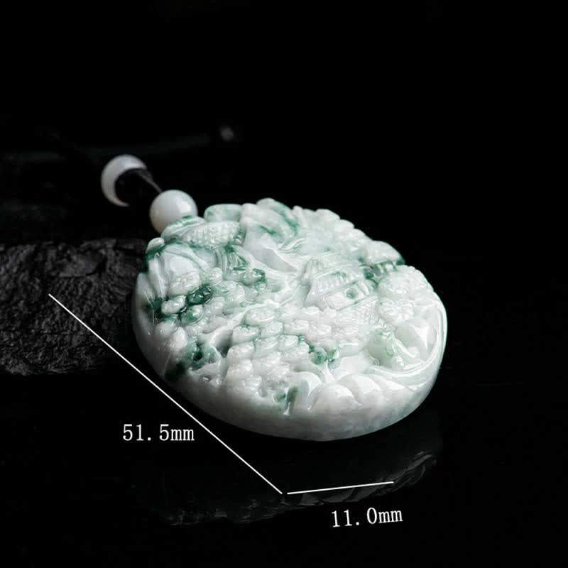 Collana con corda di abbondanza di giada con paesaggio montano Buddha Stones - Image 12