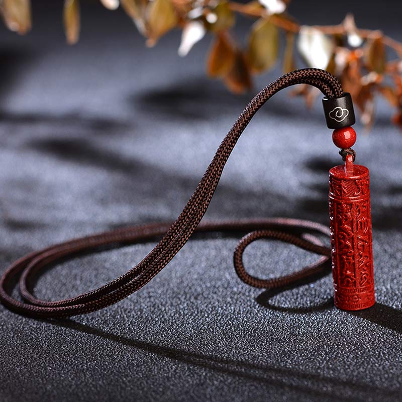 Collana con corda di concentrazione del mantra tibetano in cinabro Buddha Stones - Image 4