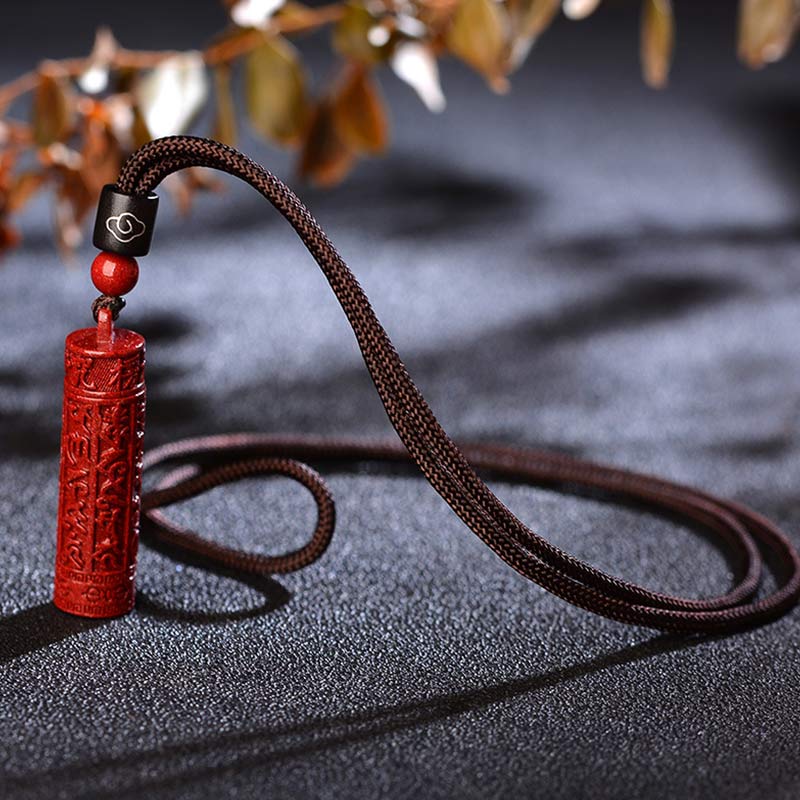 Collana con corda di concentrazione del mantra tibetano in cinabro Buddha Stones - Image 5