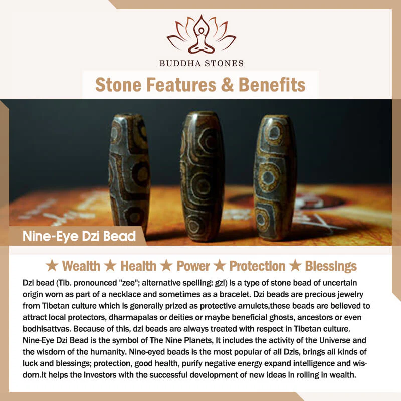Collana di Buddha Stones perline Dzi a nove occhi, agata rossa, ricchezza e salute - Image 6