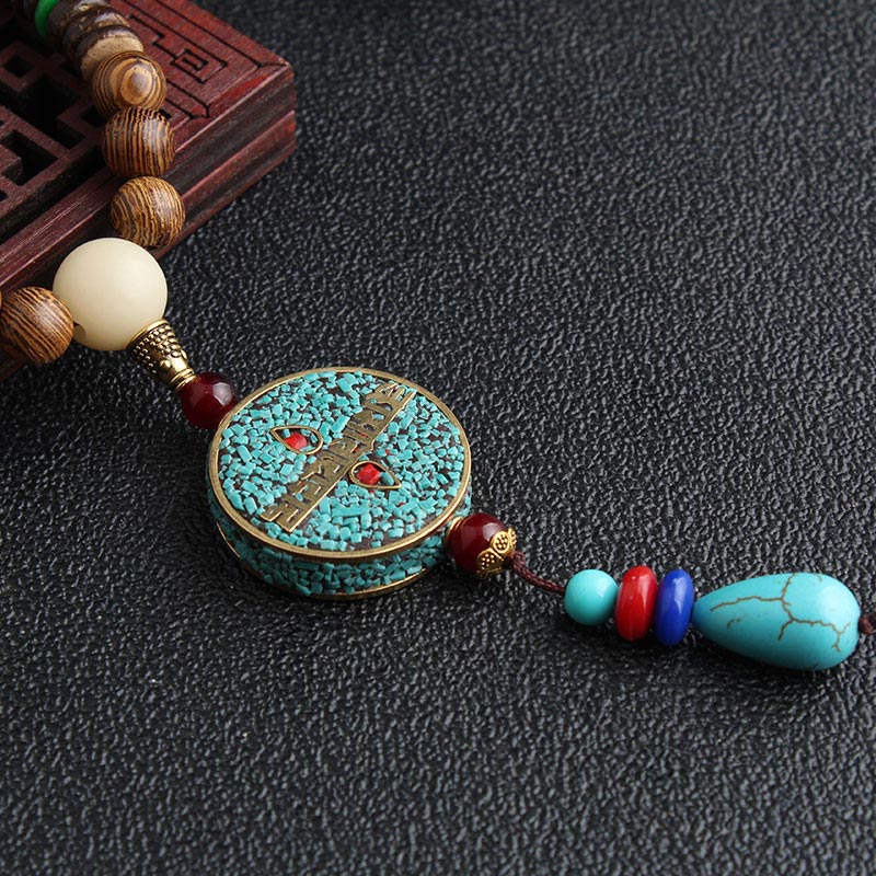 Collana di meditazione in legno di wenge con perline di Dzi in turchese Buddha Stones - Image 2