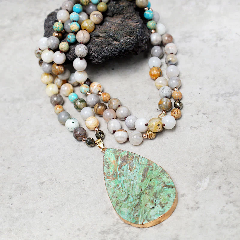 Collana di perline di guarigione in diaspro Picasso naturale dell'oceano Buddha Stones - Image 5