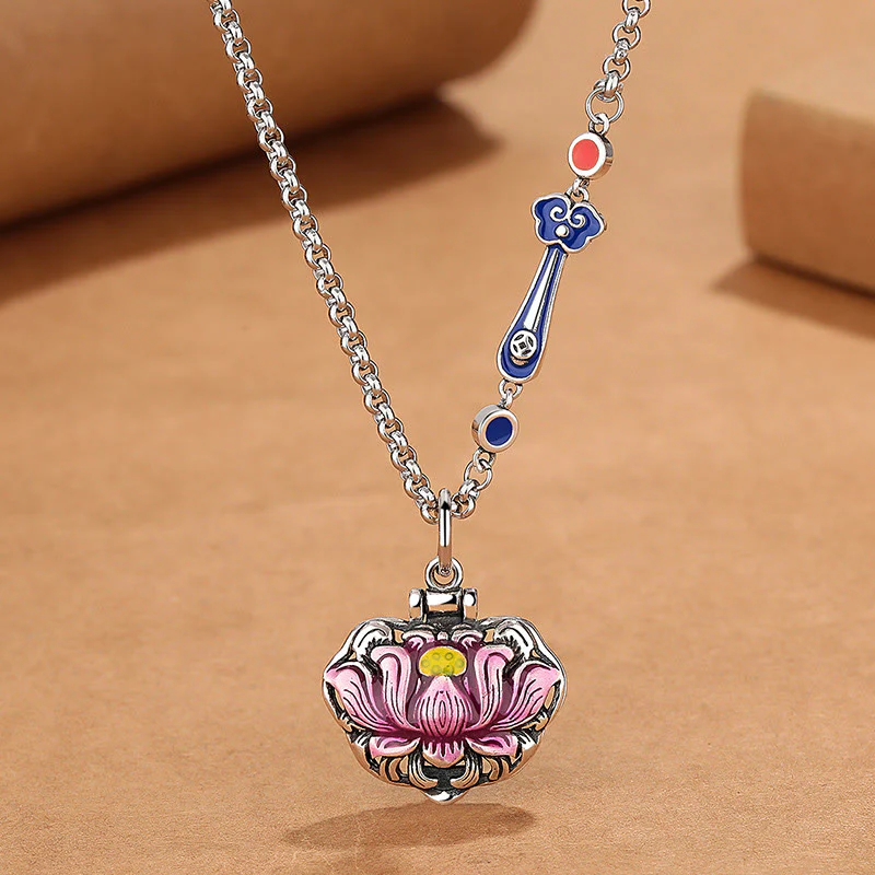 Collana pendente Buddha Stones in rame Tibet Lotus Luck New Begining - Image 2
