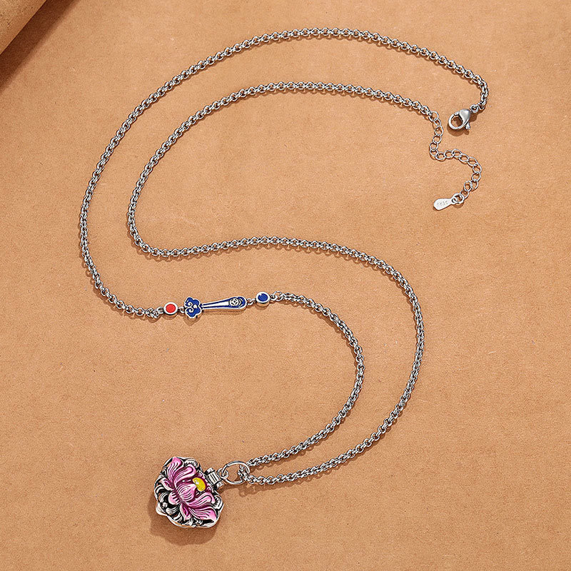 Collana pendente Buddha Stones in rame Tibet Lotus Luck New Begining - Image 3