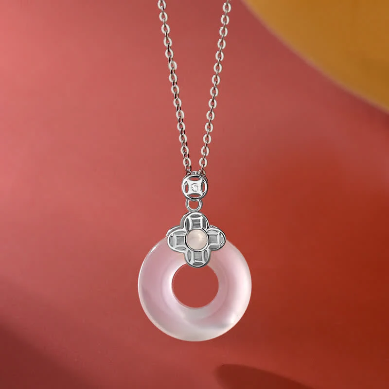 Collana pendente con Buddha Stones positivo in argento sterling 925 con moneta in calcedonio e fibbia per la pace - Image 6