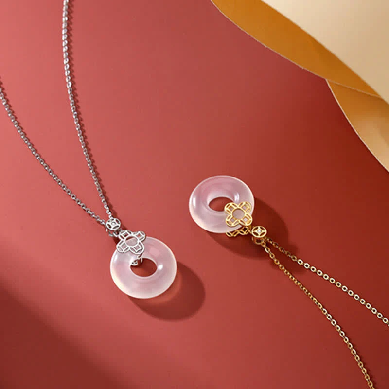 Collana pendente con Buddha Stones positivo in argento sterling 925 con moneta in calcedonio e fibbia per la pace - Image 8