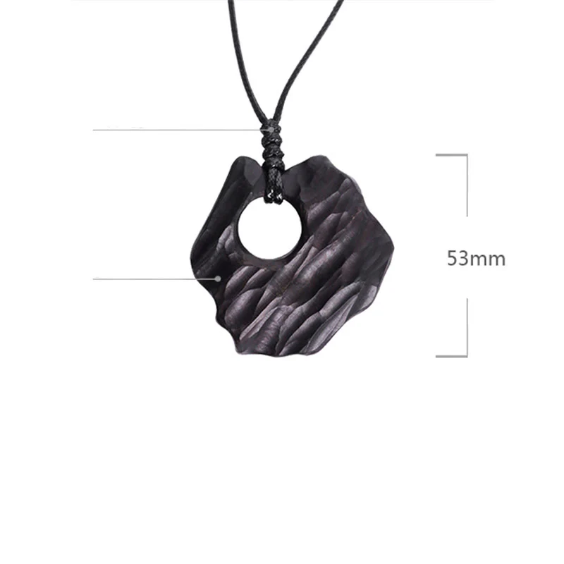 Collana pendente con ciondolo in legno di ebano e forma irregolare cava in Buddha Stones , equilibrio della pace - Image 5
