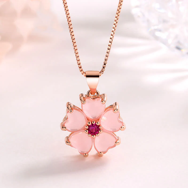 Collana pendente con fiore a forma di cuore in cristallo rosa Buddha Stones lenitivo - Image 2