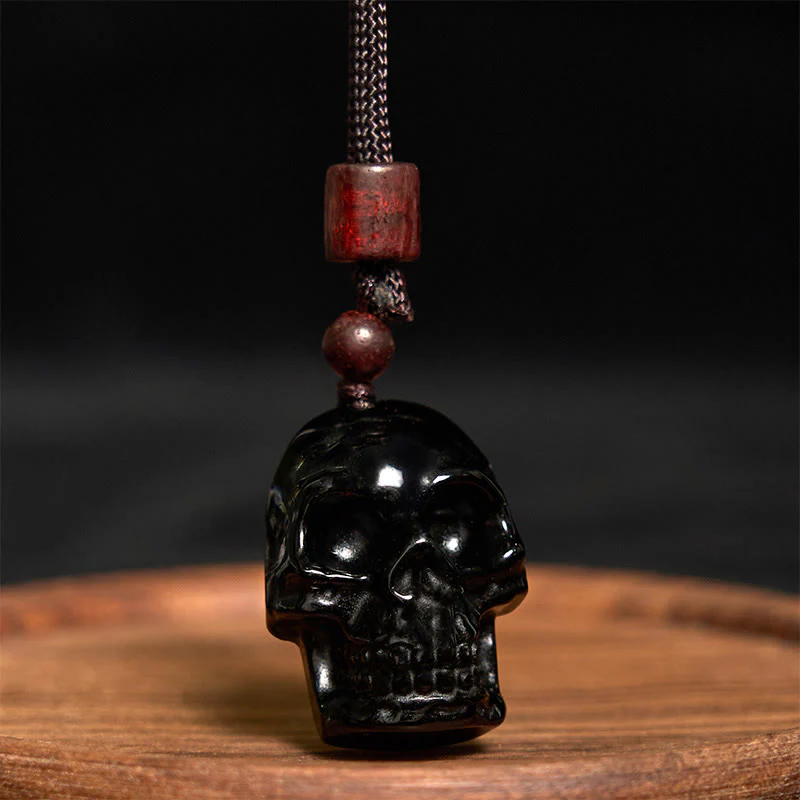 Collana pendente con scheletro Shmashana in corda di ossidiana nera Buddha Stones - Image 10