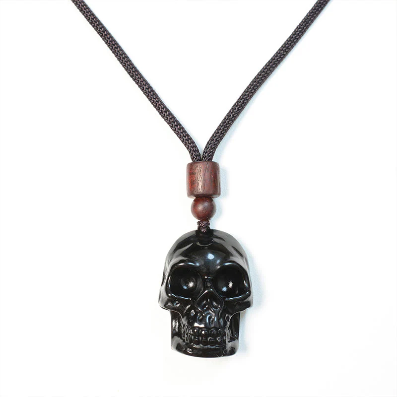Collana pendente con scheletro Shmashana in corda di ossidiana nera Buddha Stones - Image 19