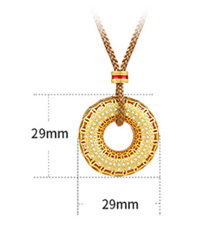 Collana pendente di buon auspicio in rame con fibbia della pace e motivo a moneta di rame Buddha Stones - Image 4