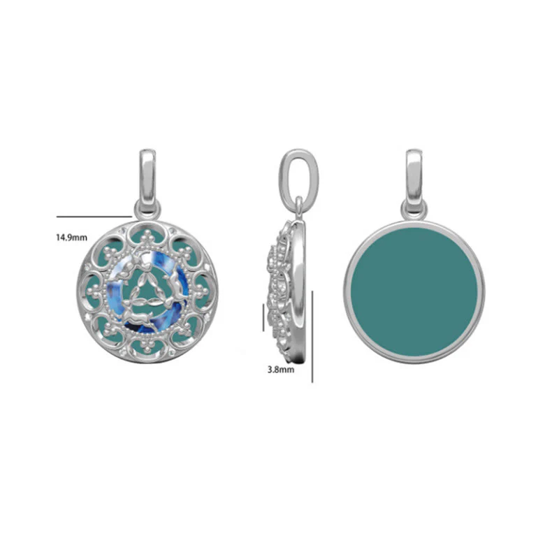 Collana pendente in argento sterling 925 con tre conigli in equilibrio, turchese rotondo , Buddha Stones - Image 10