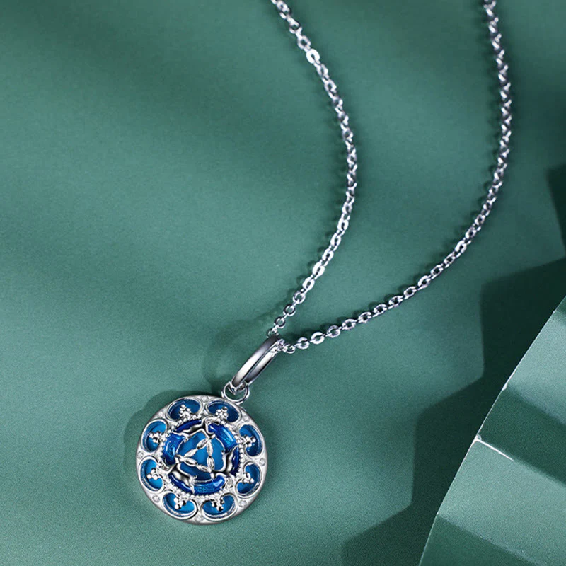 Collana pendente in argento sterling 925 con tre conigli in equilibrio, turchese rotondo , Buddha Stones - Image 4