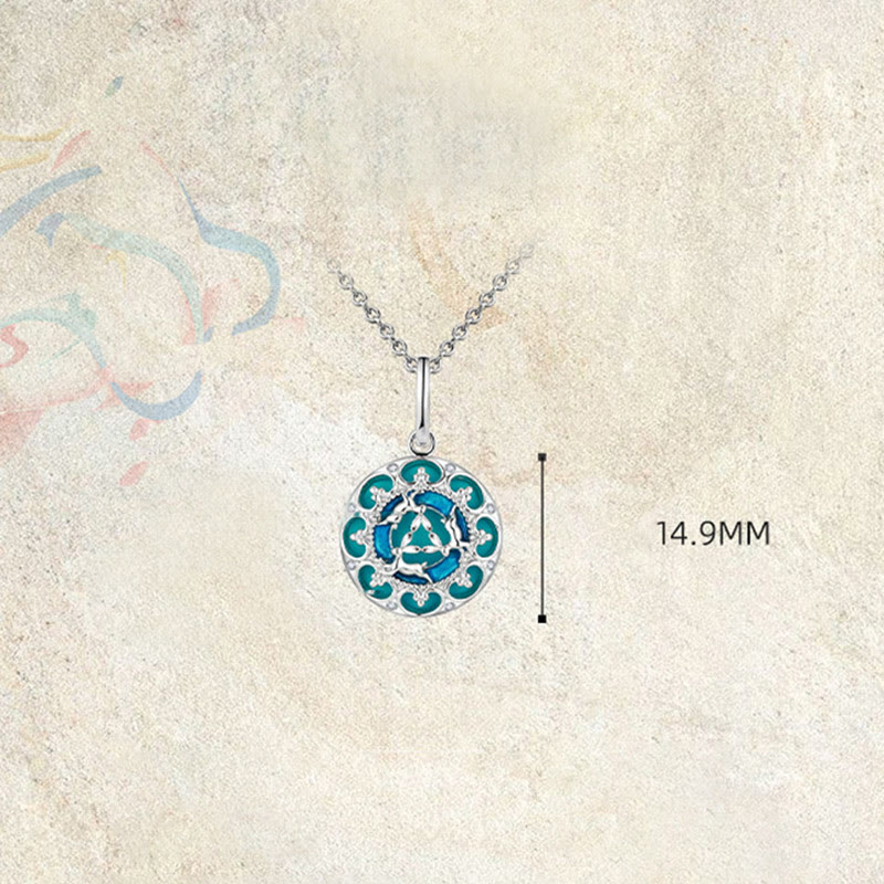 Collana pendente in argento sterling 925 con tre conigli in equilibrio, turchese rotondo , Buddha Stones - Image 8