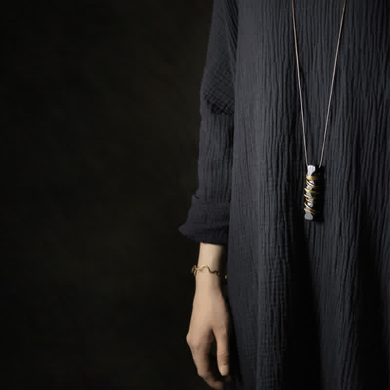 Collana con ciondolo a forma di bilancia, pace e Buddha Stones, Tibet, ebano, ottone. - Image 11