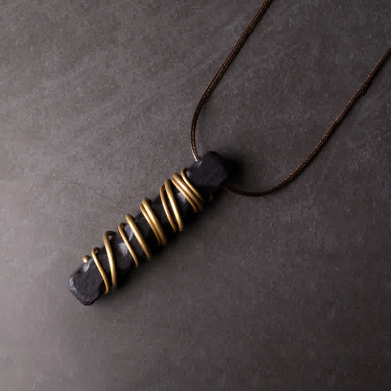Collana con ciondolo a forma di bilancia, pace e Buddha Stones, Tibet, ebano, ottone. - Image 2