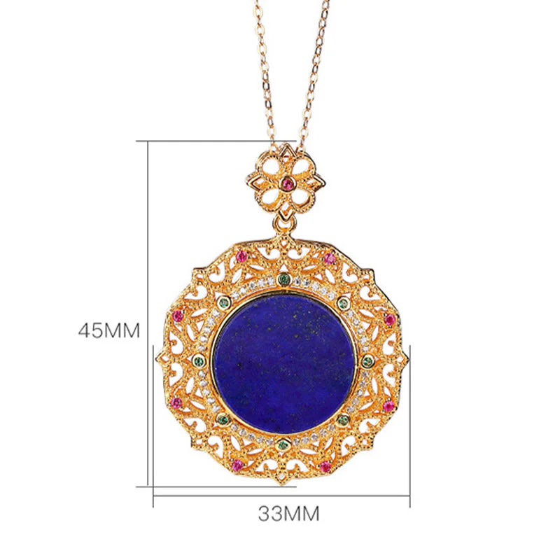 Collana con ciondolo positivo in lapislazzuli e lazurite placcata oro in argento sterling 925 Buddha Stones - Image 6