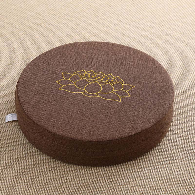 Cuscino per seduta da meditazione in cotone e lino con ricamo di loto Buddha Stones - Image 11