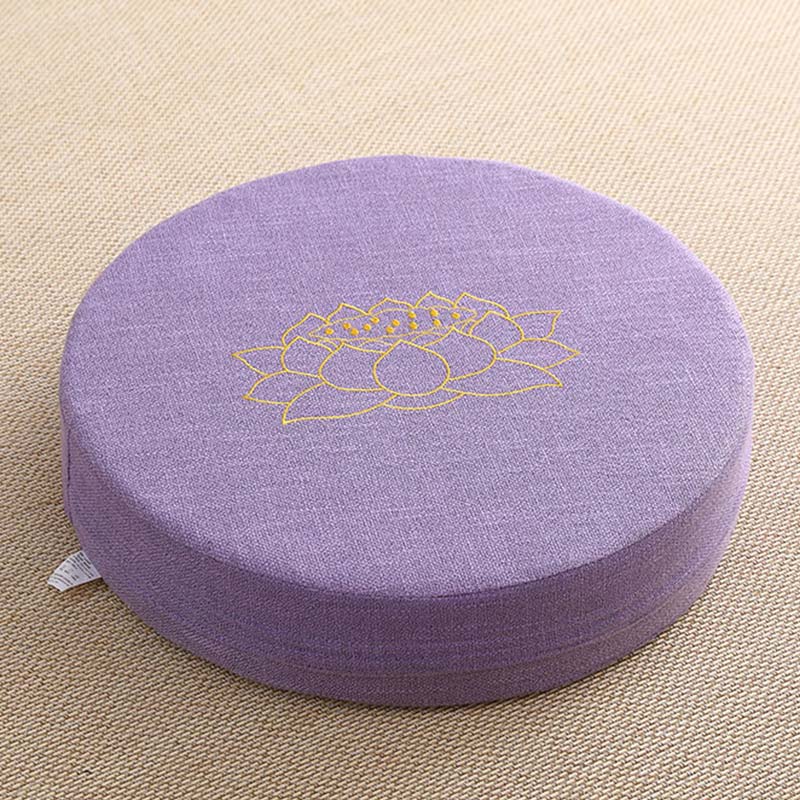 Cuscino per seduta da meditazione in cotone e lino con ricamo di loto Buddha Stones - Image 15