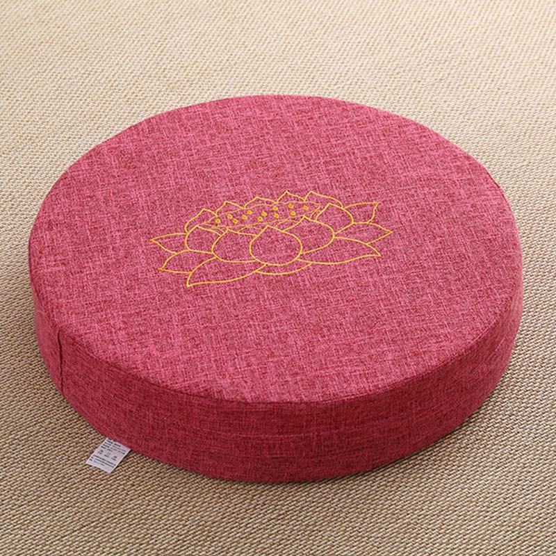 Cuscino per seduta da meditazione in cotone e lino con ricamo di loto Buddha Stones - Image 21