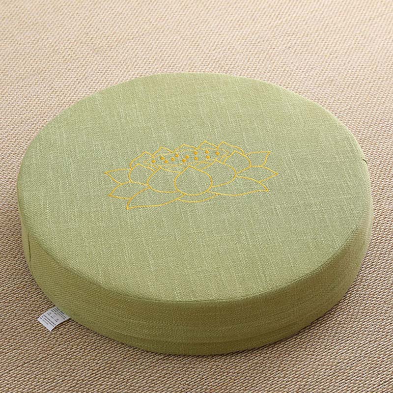 Cuscino per seduta da meditazione in cotone e lino con ricamo di loto Buddha Stones - Image 22