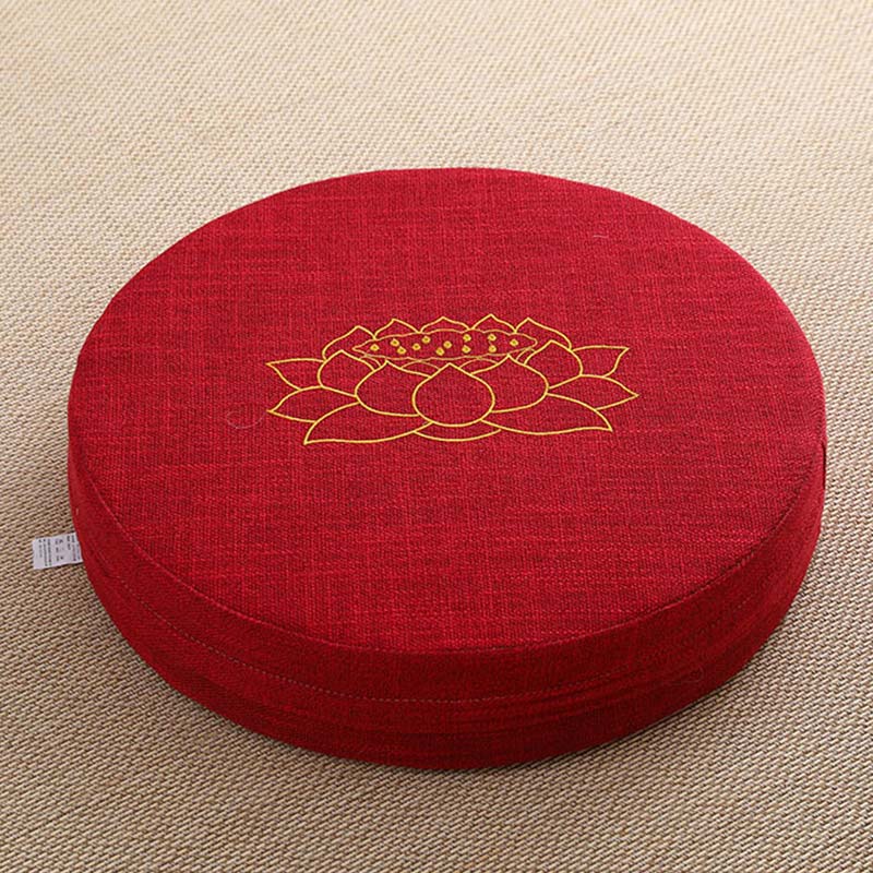 Cuscino per seduta da meditazione in cotone e lino con ricamo di loto Buddha Stones - Image 23