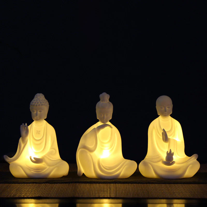 Decorazione a LED in ceramica con benedizione del Buddha Avalokitesvara Ksitigarbha Bodhisattva