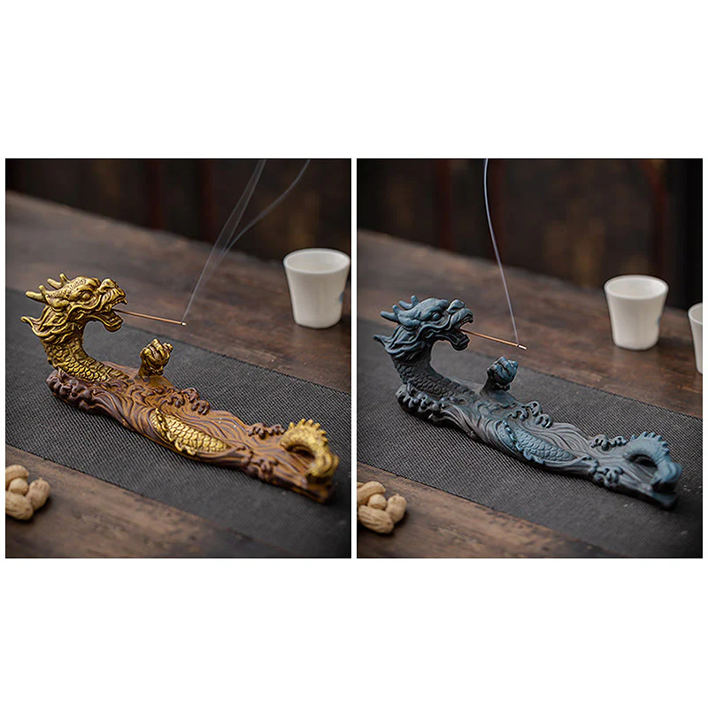 Decorazione bruciatore di incenso in ceramica con bastoncino di protezione del drago Buddha Stones - Image 14