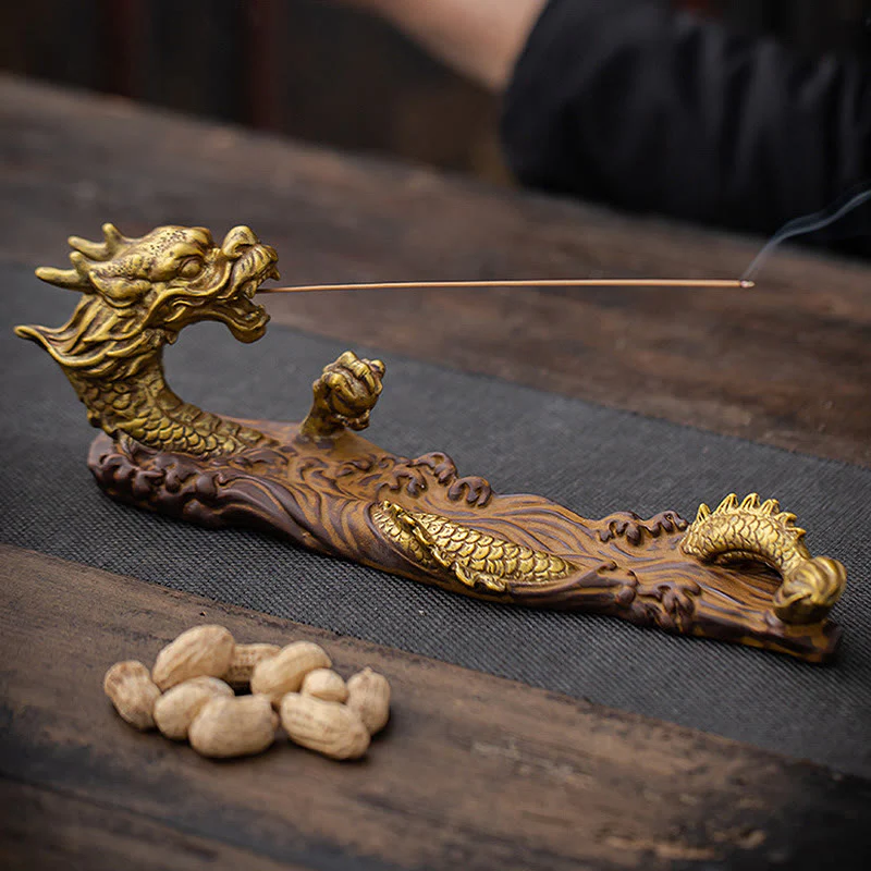 Decorazione bruciatore di incenso in ceramica con bastoncino di protezione del drago Buddha Stones - Image 3