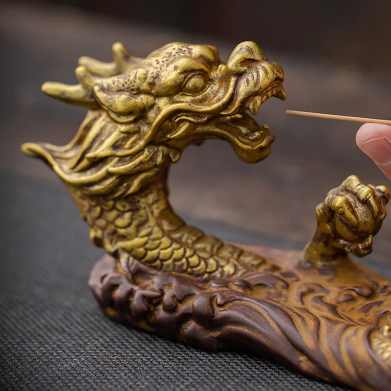Decorazione bruciatore di incenso in ceramica con bastoncino di protezione del drago Buddha Stones - Image 4