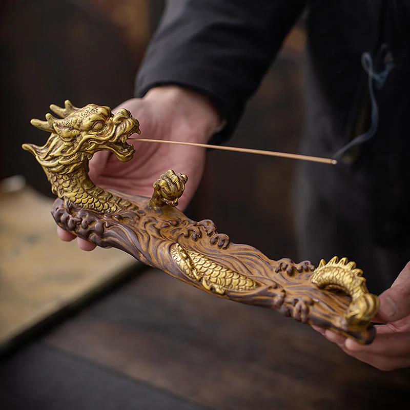 Decorazione bruciatore di incenso in ceramica con bastoncino di protezione del drago Buddha Stones - Image 7