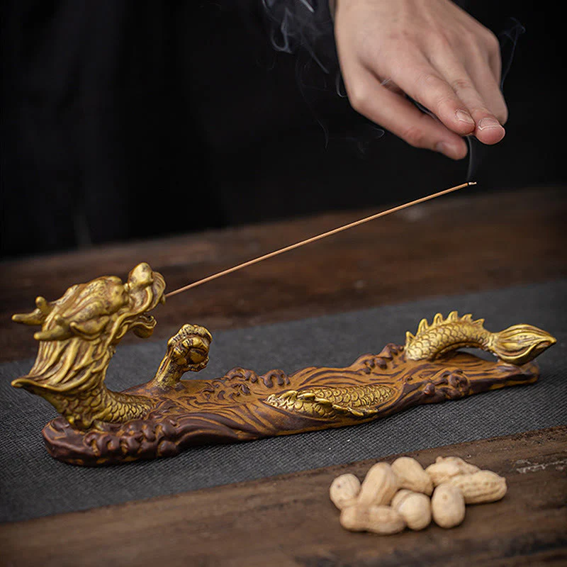 Decorazione bruciatore di incenso in ceramica con bastoncino di protezione del drago Buddha Stones - Image 8