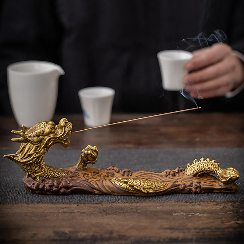 Decorazione bruciatore di incenso in ceramica con bastoncino di protezione del drago Buddha Stones - Image 9