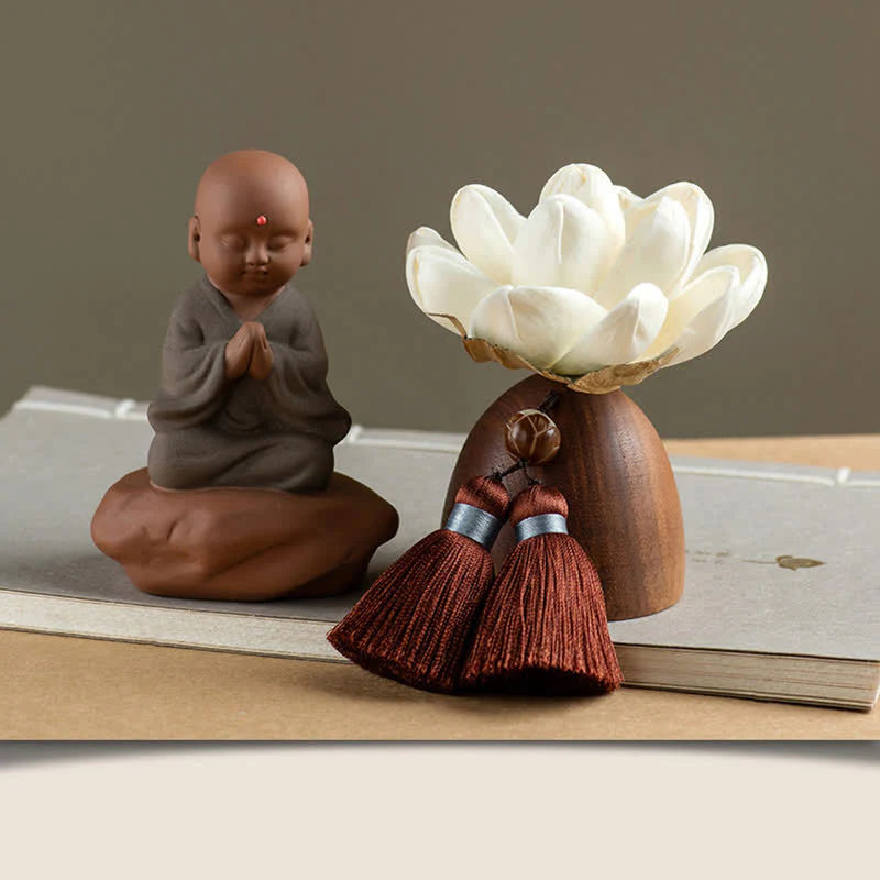 Decorazione di cura calma con fiore di Buddha in legno di pesca nera - Image 17