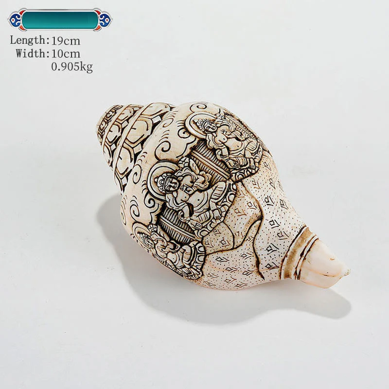 Decorazione di ricchezza di conchiglia di conchiglia di Avalokitesvara Buddha tibetano inciso a mano Shankha - Image 21