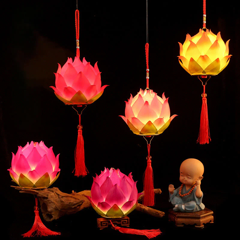 Decorazione lampada lanterna drago fiore di loto fai da Buddha Stones - Image 2