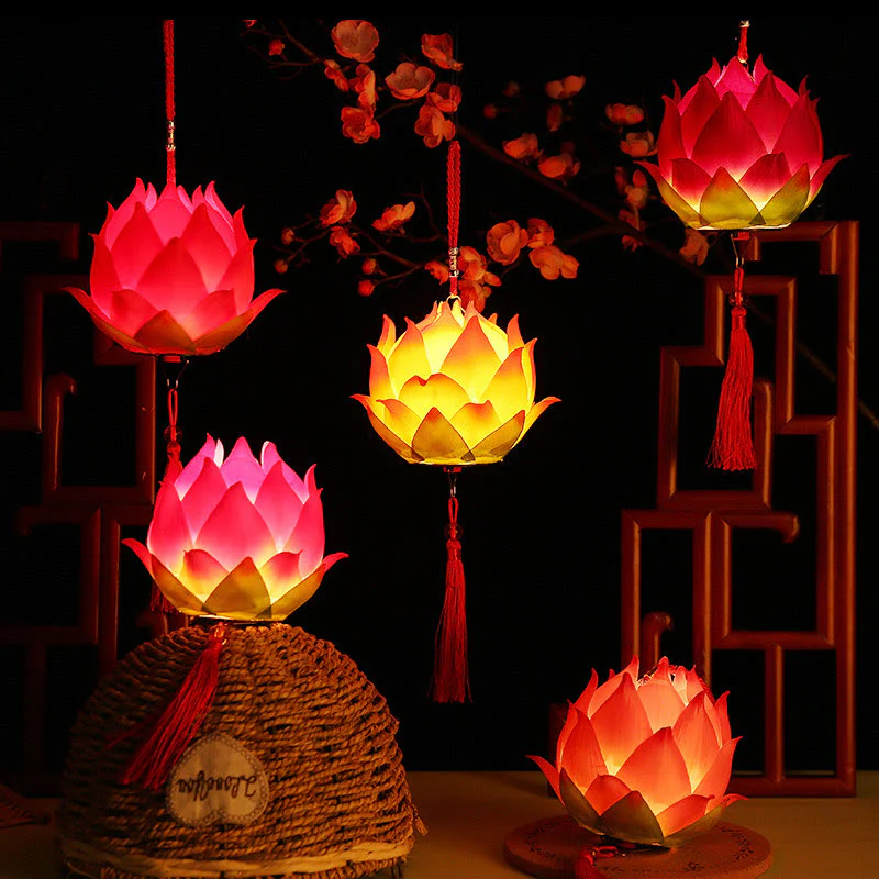 Decorazione lampada lanterna drago fiore di loto fai da Buddha Stones - Image 3