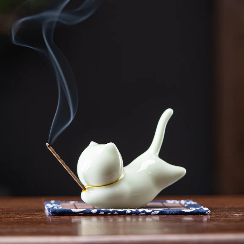 Decorazione per bruciatore di incenso in ceramica con gatto e panda, per benedizione - Image 11