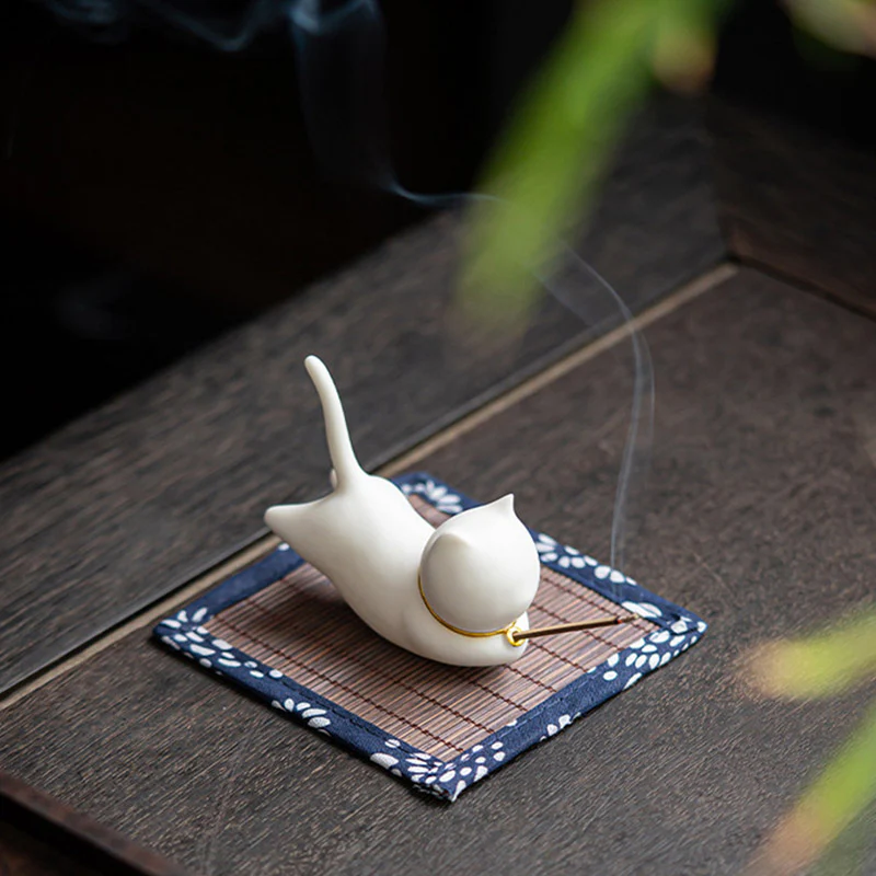 Decorazione per bruciatore di incenso in ceramica con gatto e panda, per benedizione - Image 5