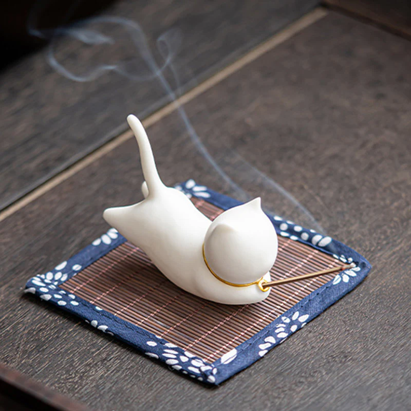 Decorazione per bruciatore di incenso in ceramica con gatto e panda, per benedizione - Image 6