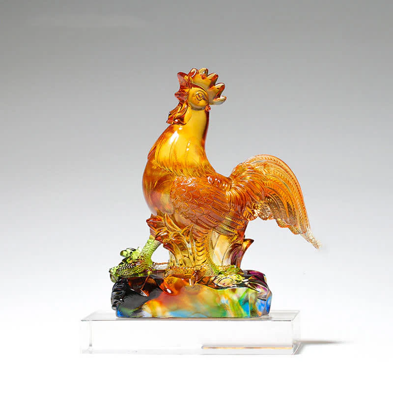Decorazione per la casa fatta a mano in cristallo Liuli, raffigurante un gallo. - Image 5