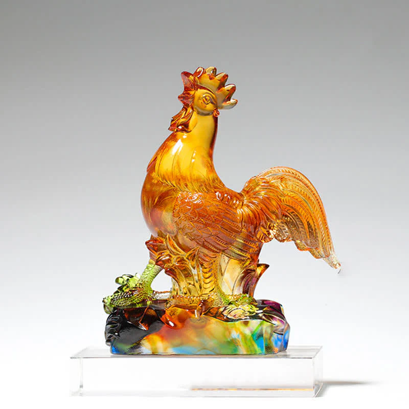 Decorazione per la casa fatta a mano in cristallo Liuli, raffigurante un gallo. - Image 7