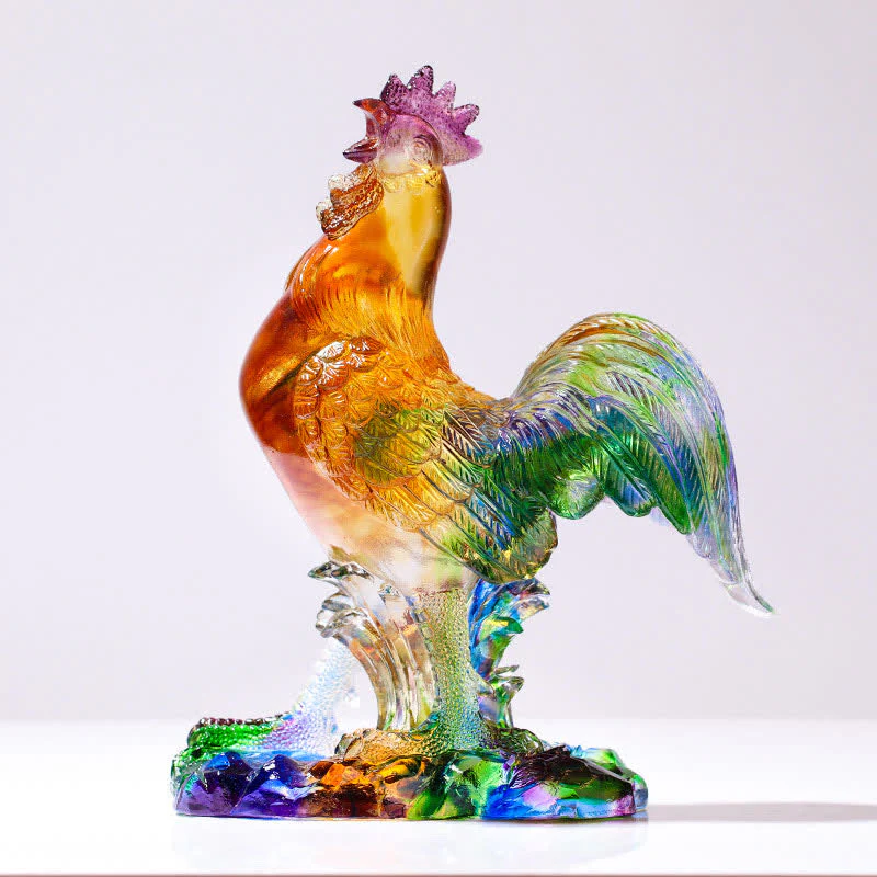Decorazione per la casa fatta a mano in cristallo Liuli, raffigurante un gallo. - Image 8